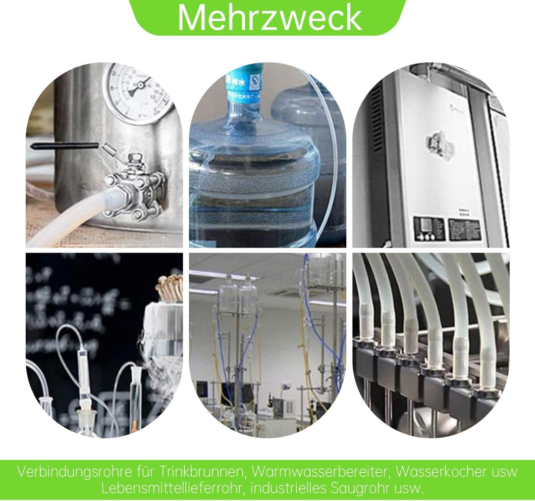 Uxney Silikonschlauch - Transparenter Gummischlauch für Haushalt, Trinkwasser, Industrie - 20mm ID x