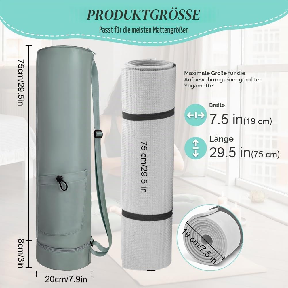 Yogatasche, Yogamatte Tasche, Sporttasche Damen mit Nassfach &amp; Flaschentasche, Verstellbarer Schulte