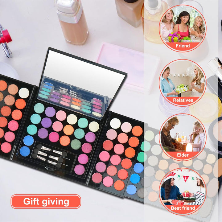 BrilliantDay 148 Farben Lidschatten Palette Contouring Kit Kombination mit Blusher und Press Powder,