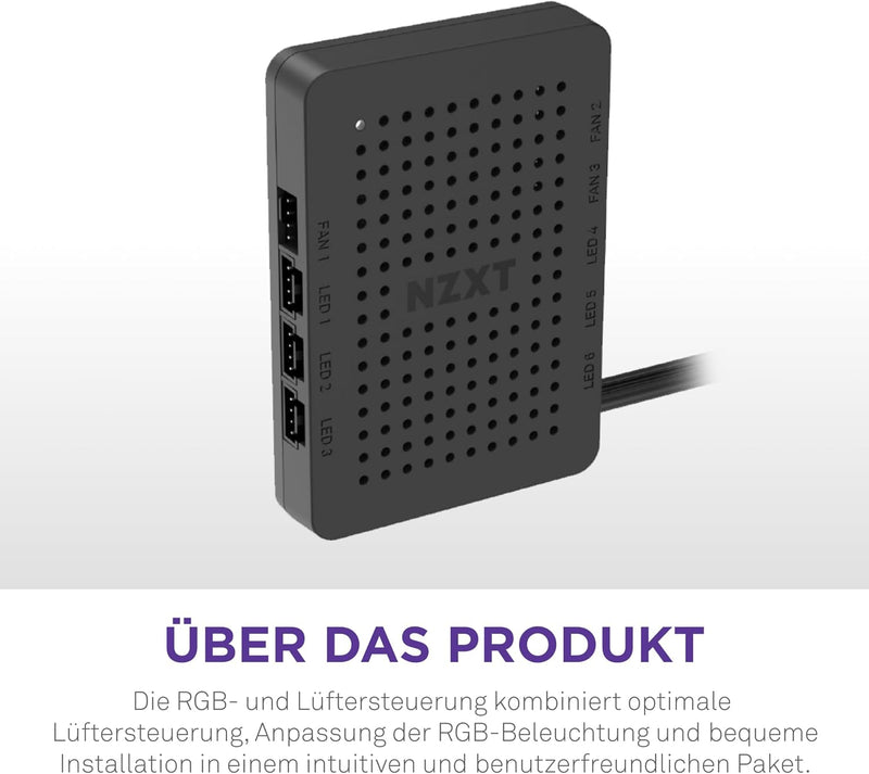 NZXT RGB & Fan Controller - AC-CRFR0-B1-6 RGB-Beleuchtungskanäle - 3 Lüfterkanäle - Anpassung der RG