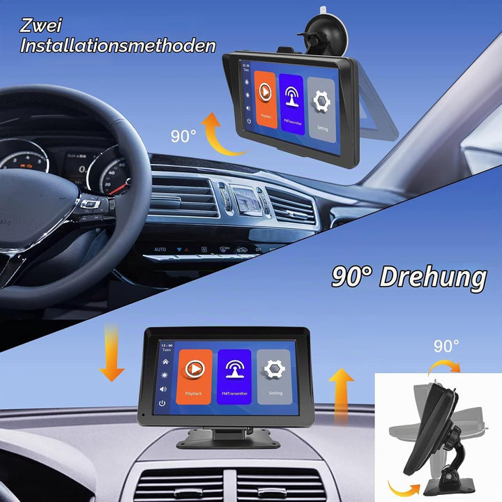 Hodozzy Wireless Carplay Android Auto Tragbarer Bildschirm, 7 Zoll Touchscreen mit AirPlay/Mirror Li