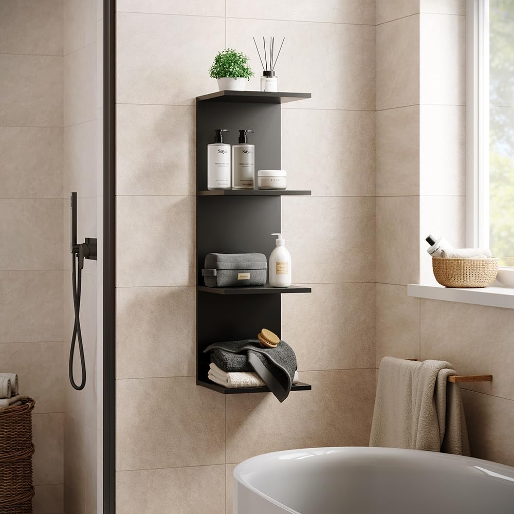 Vicco Wandregal Paolo, Schwarz, 30 x 95 cm Schwarz 95 cm, Einzel, Schwarz 95 cm, Einzel