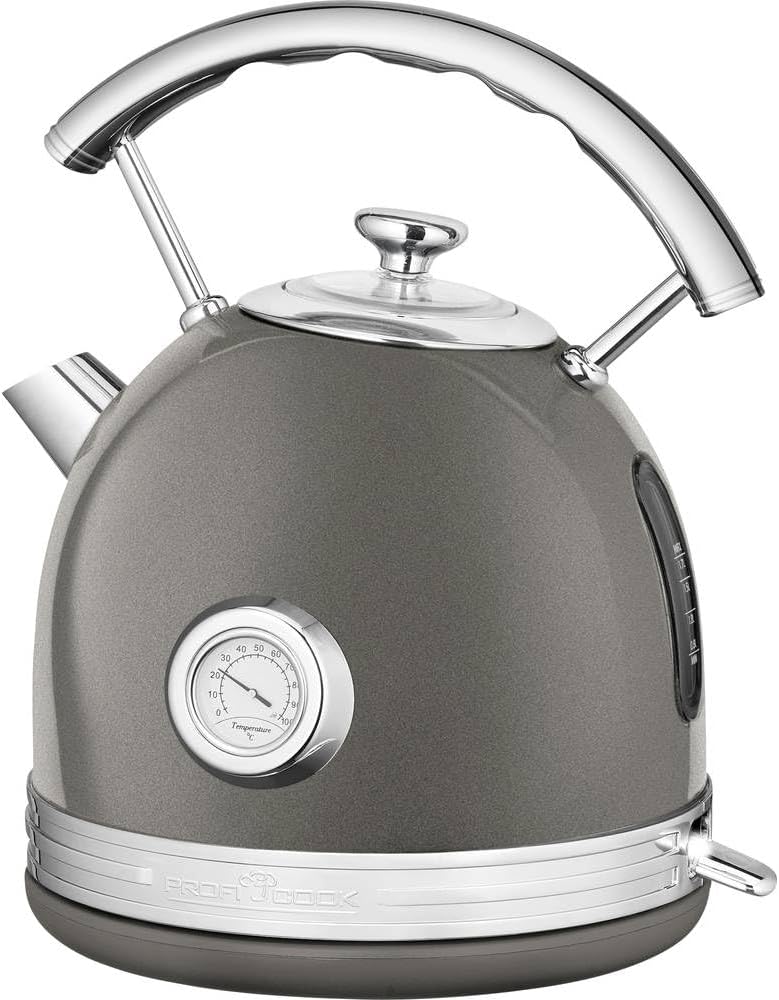 ProfiCook® Wasserkocher 1,7L im stilvollen Vintage-Design - Retro Wasserkocher mit massivem Metallge