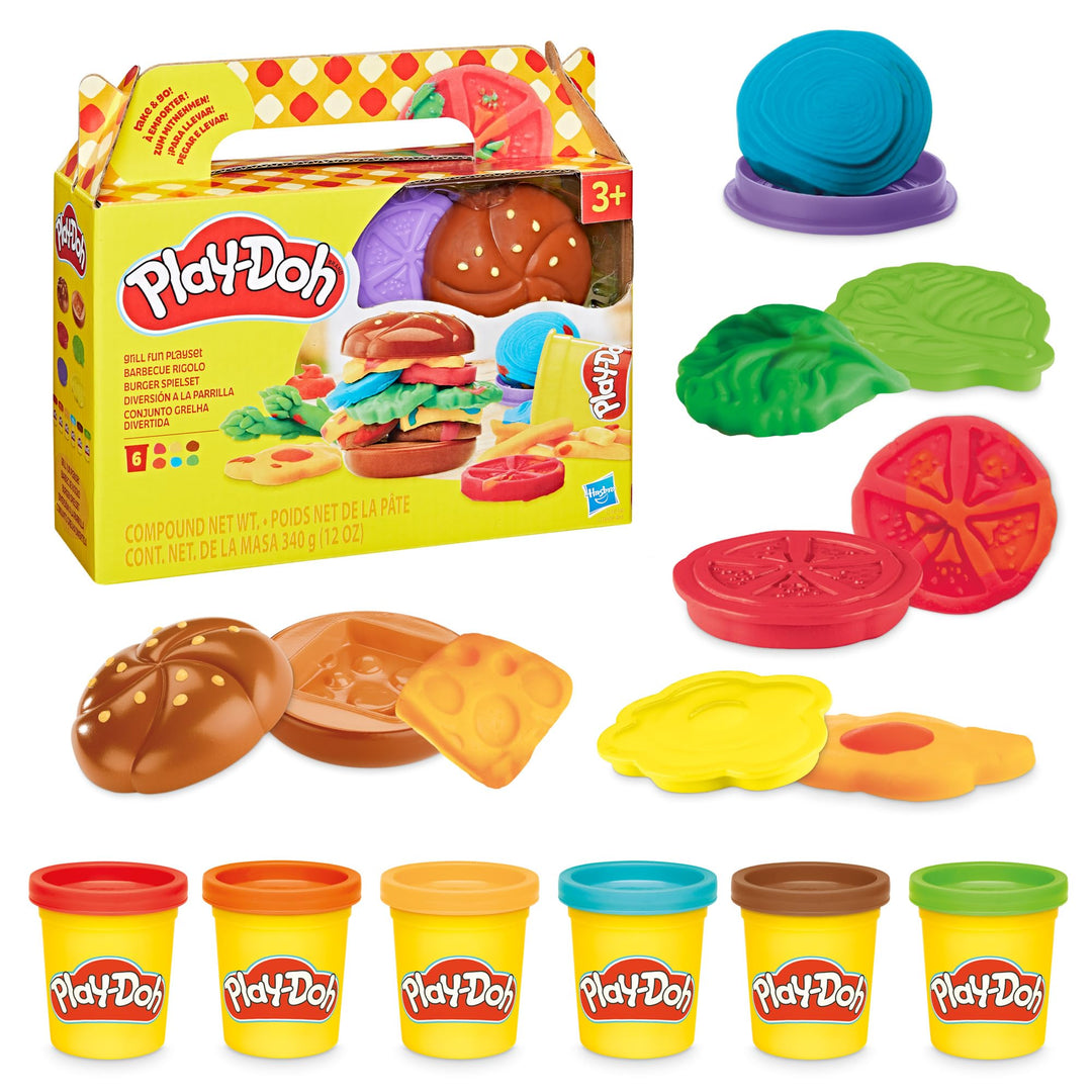 Play-Doh Burger Spielset, Bastel-Set für Mädchen und Jungen ab 3 Jahren, Kochspielzeug für Kunst & H