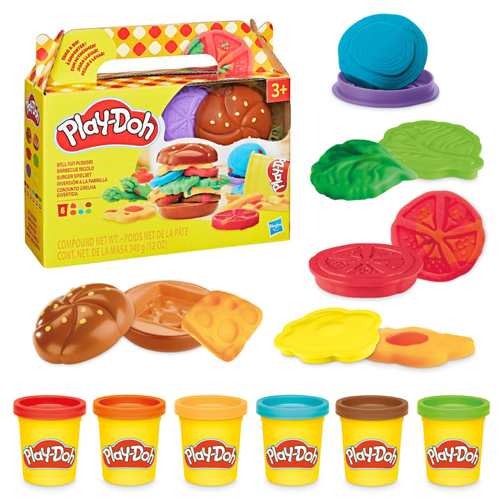 Play-Doh Burger Spielset, Bastel-Set für Mädchen und Jungen ab 3 Jahren, Kochspielzeug für Kunst & H