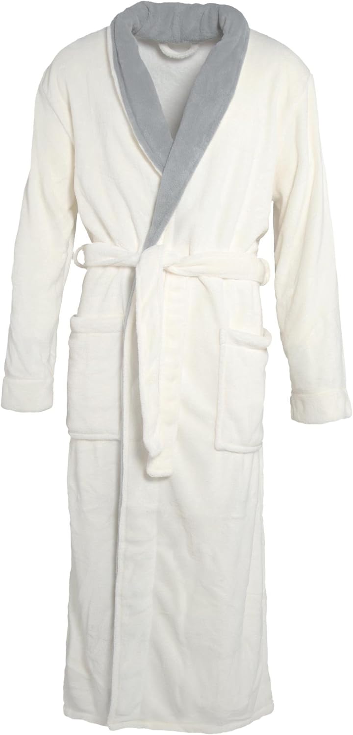 CelinaTex S-XXXL Bademantel Schalkragen zweifarbig lang Taschen Damen Herren Unisex Mikrofaser Kusch