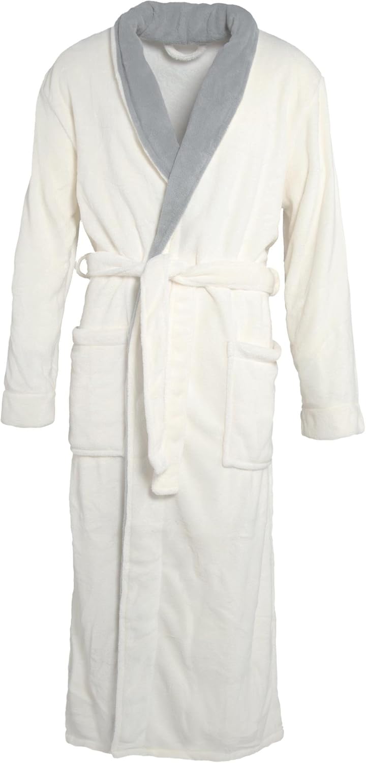 CelinaTex Nevada Bademantel Damen Herren S creme weiss grau Mikrofaser Saunamantel Coral Fleece Morg
