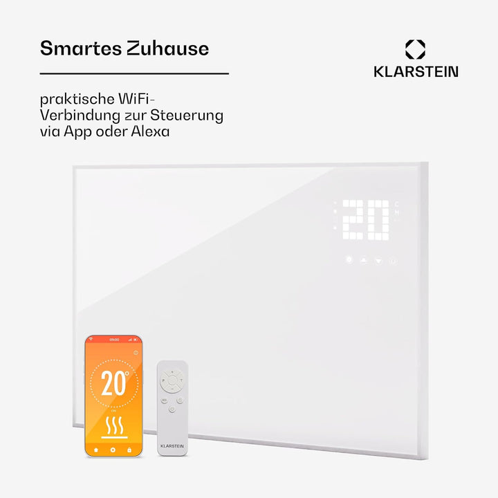 Klarstein Infrarotheizung mit Thermostat, 480W Elektroheizung, Smart Home Bild-Infrarotheizung zur W