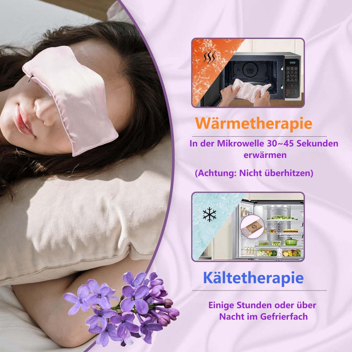Hihealer Seiden Augenmaske 2er Set Lavendel Gewichtet, für Schlafen, Yoga, Spa, Meditation, Feucht-