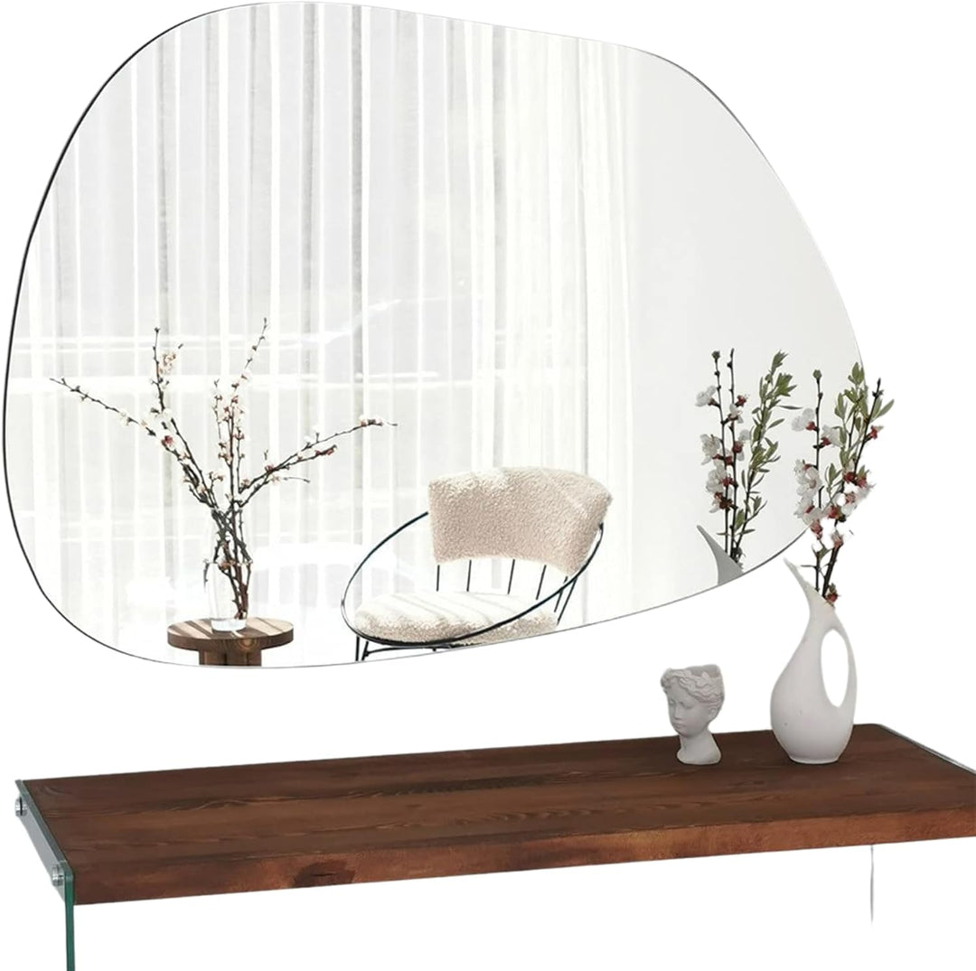 Gozos Moderner Xabia Asymmetrisch Spiegel - Wandspiegel mit 2,2 cm hölzerner Unterseite und inklusiv