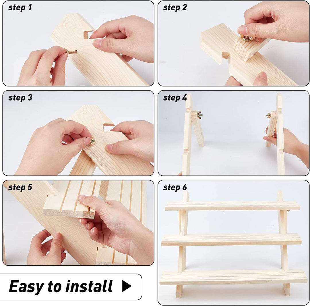 nbeads 3-Tier Log Retail Ohrring Display Riser, Ohrring Und Ringhalter Abnehmbarer Unbehandelter Hol