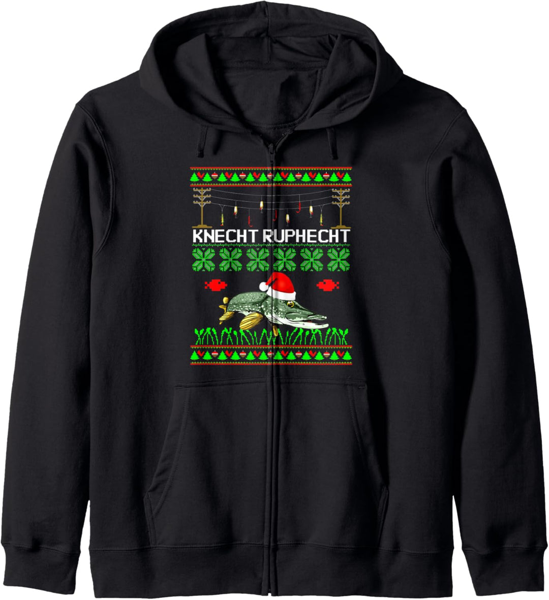 Knecht Ruphecht Hecht Angeln Fisch Angel Angler Herren Mann Kapuzenjacke