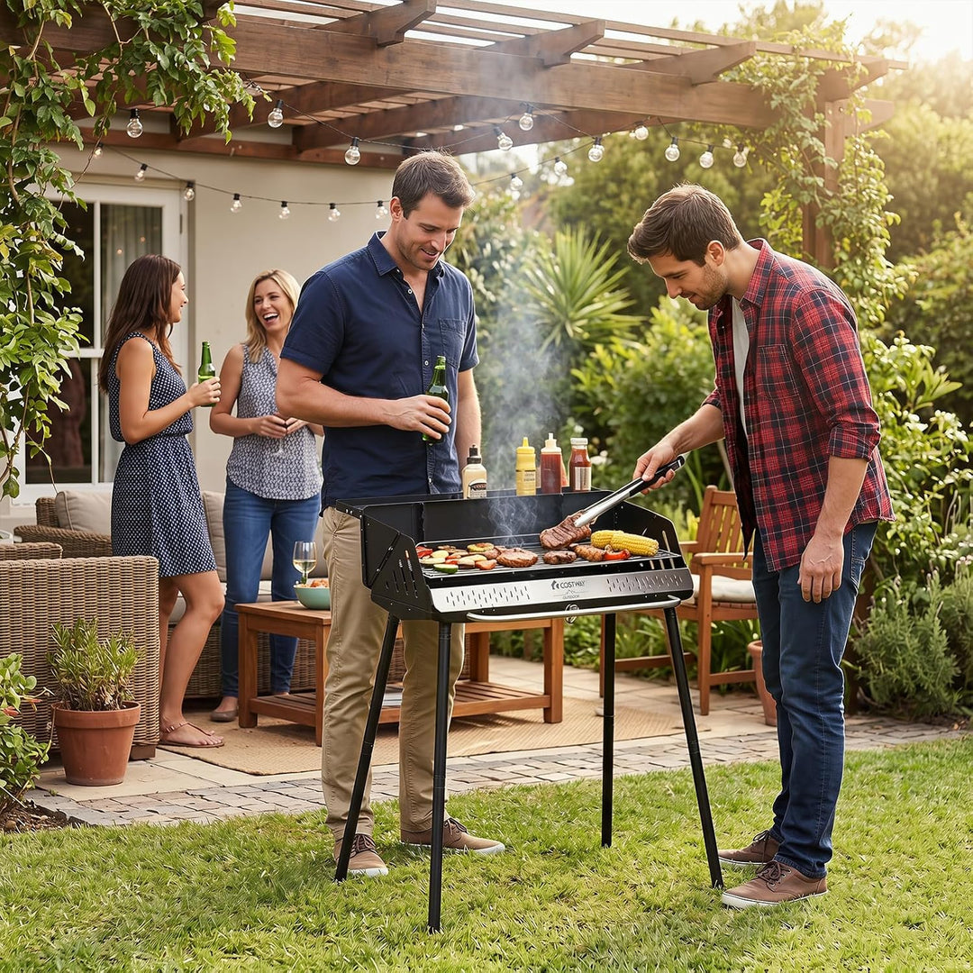 COSTWAY Holzkohlegrill tragbar, Tischgrill &amp; Standgrill, 47 x 81 x 85 cm | Campinggrill mit abnehmba