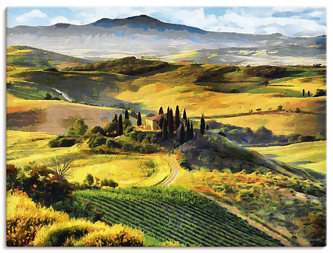 ARTland Leinwandbilder Wandbild Bild auf Leinwand 60x45 cm Gemälde Landschaftsbilder Toskana Natur I