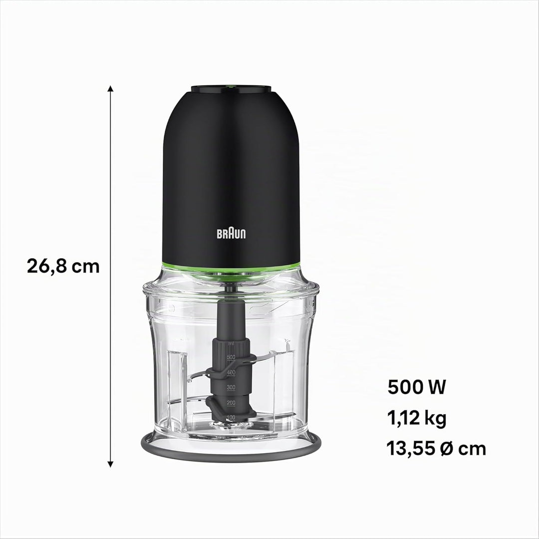 Braun MultiPractic 3 CH3011BK Zerkleinerer mit 4 Edelstahlklingen, One-Push-Funktion, Eiszerkleinere