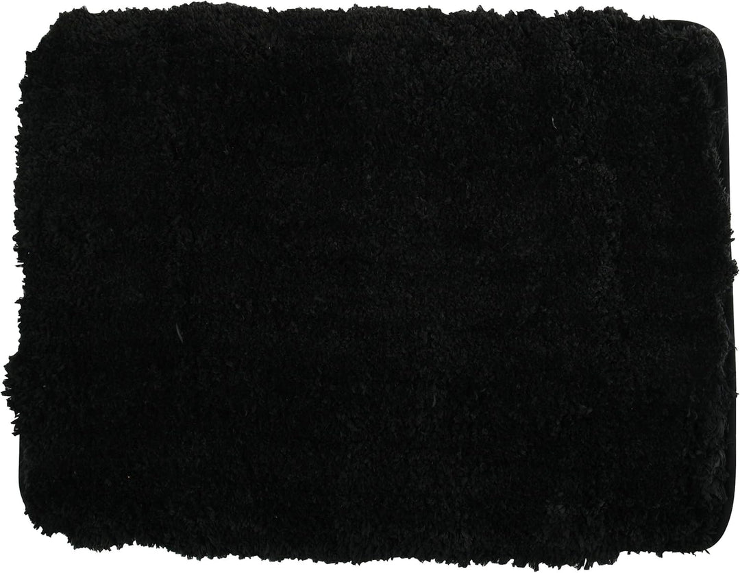 MSV 140872 Badematte Mikrofaser Hochflor flauschig 50x70 cm – Schwarz Schwarz 50 x 70 cm (Rechteckig
