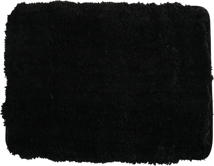 MSV 140872 Badematte Mikrofaser Hochflor flauschig 50x70 cm – Schwarz Schwarz 50 x 70 cm (Rechteckig