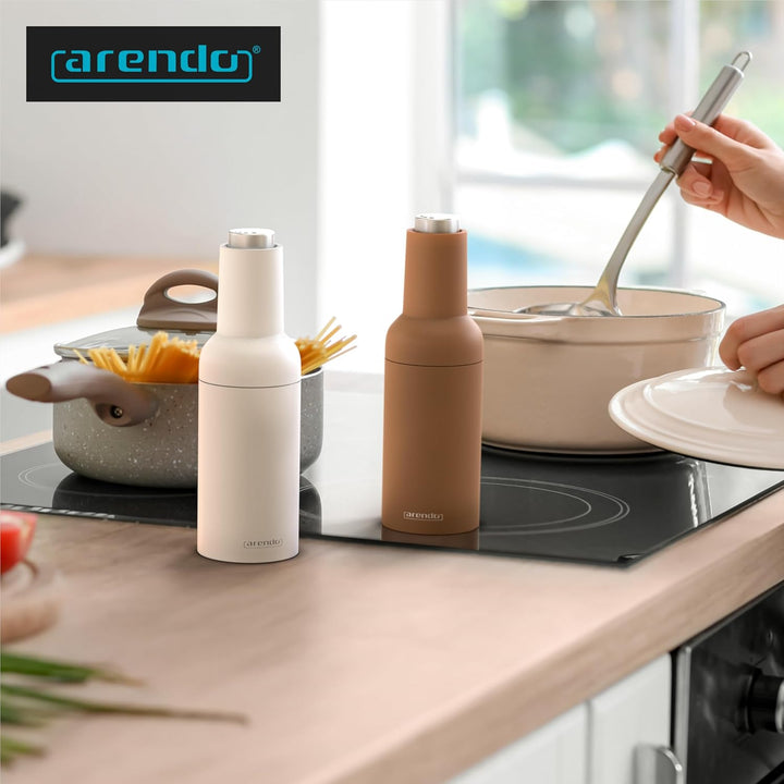 Arendo - Salz und Pfeffermühle elektrisch - 2er Set - einhändiger Betrieb - mahlt automatisch beim K