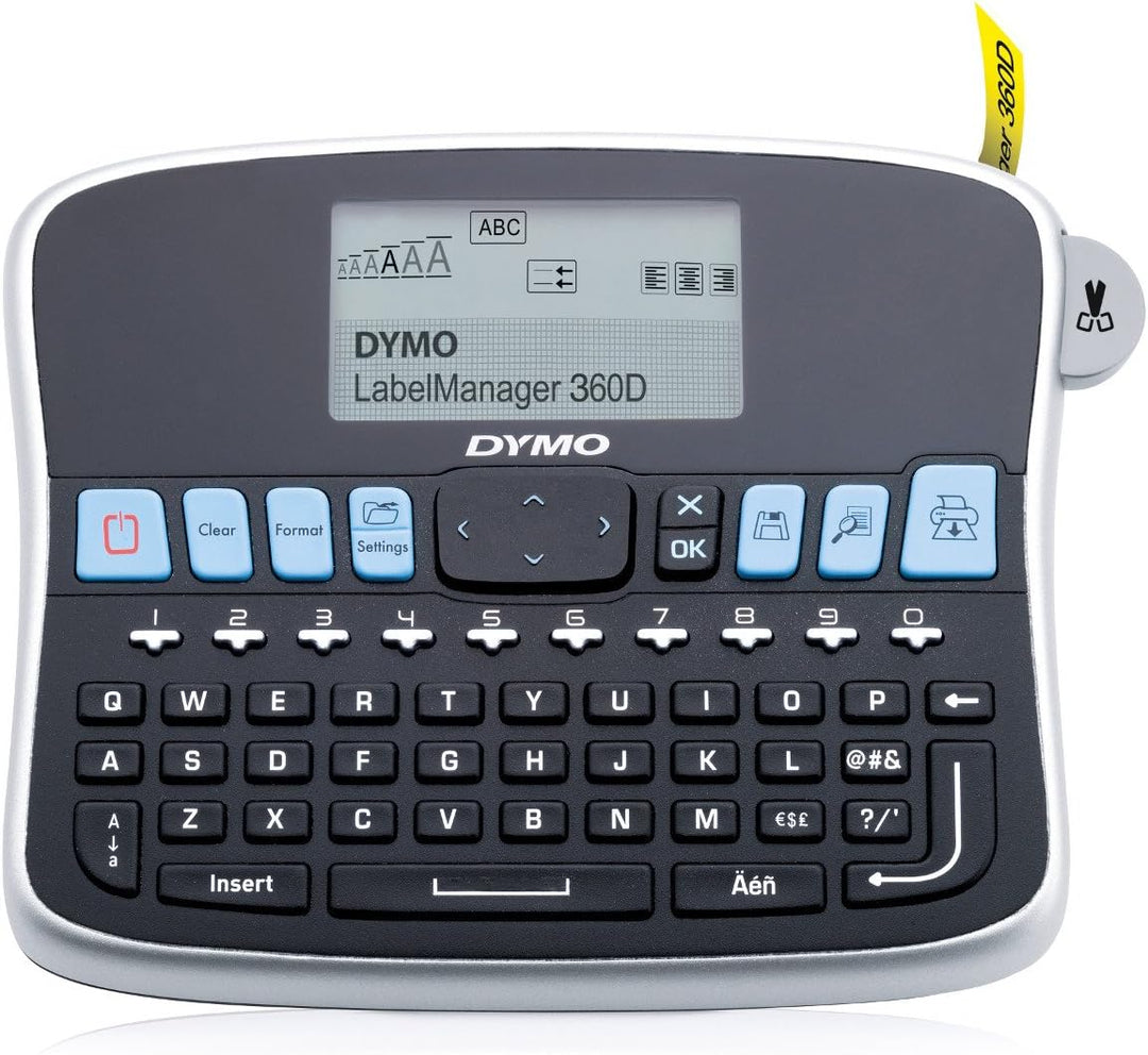 Dymo S0879470 Etikettierdrucker, Schwarz / Silber, LM 360D Italienischer Adapter, Italienischer Adap