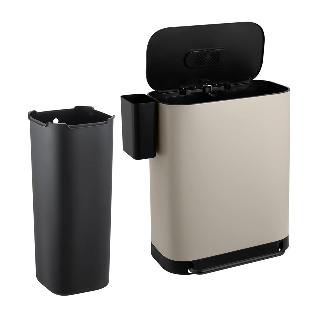 SVITA MLT2X30 Mülleimer Treteimer Abfalleimer 60l 2 Fächer freistehend mit Deckel inkl. Inneneimer T