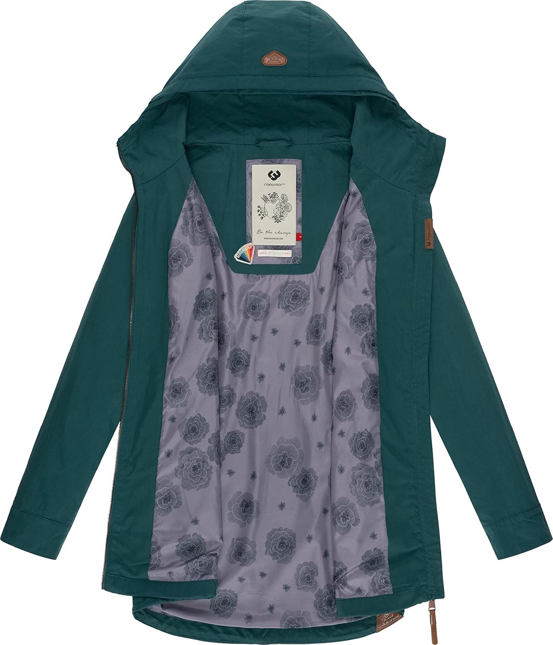 Ragwear Damen Übergangsjacke leichte Jacke lang mit Kapuze Mondda XS-XXL XS Dark Green, XS Dark Gree