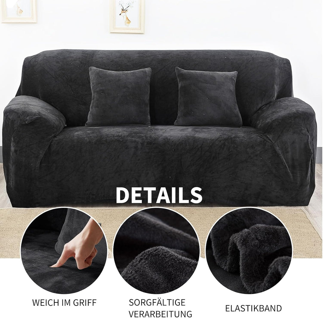 PETCUTE Sesselbezüge Elastische Sesselbezüge Dicke Sofabezüge Sofabezüge Schwarz 1 Sitzer Schwarz, 1