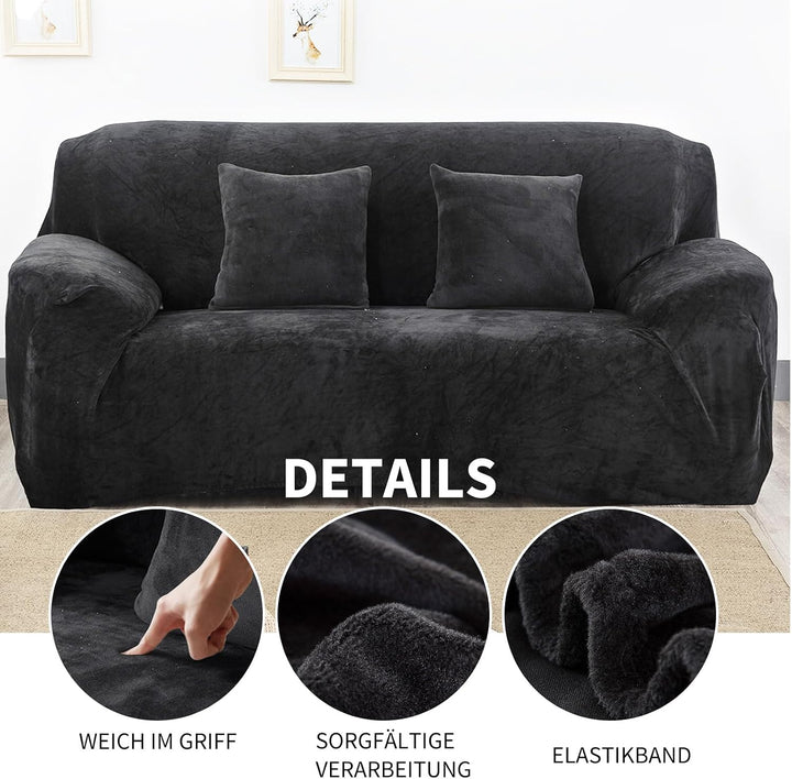 PETCUTE Sesselbezüge Elastische Sesselbezüge Dicke Sofabezüge Sofabezüge Schwarz 1 Sitzer Schwarz, 1