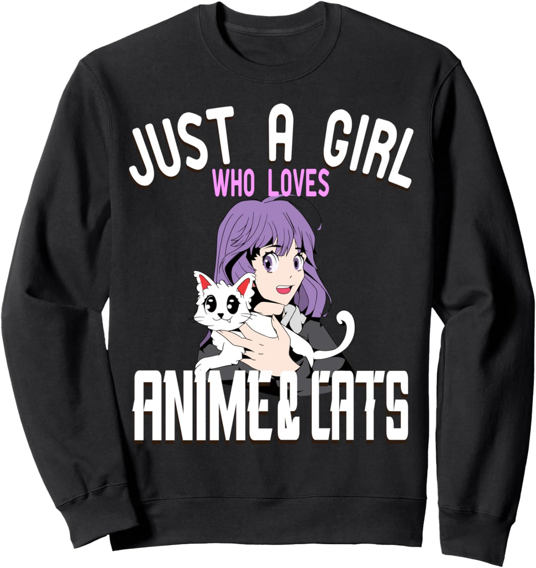 Niedlich Just ein Mädchen, das Anime und Katzen Lover für Teen liebt Sweatshirt