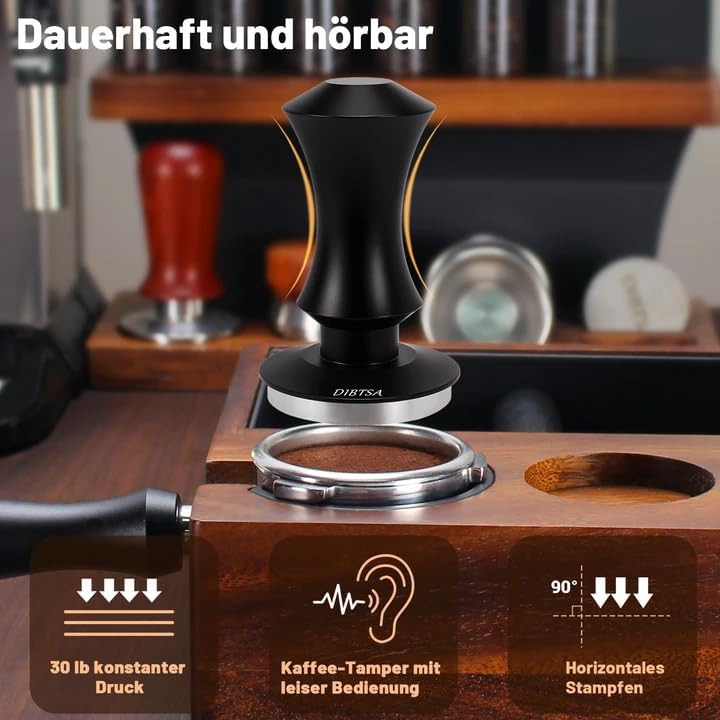 DIBTSA Espresso Tamper 53.3mm federbelasteter Kaffeestampfer, passend für 54mm Siebträgerkorb, Flach