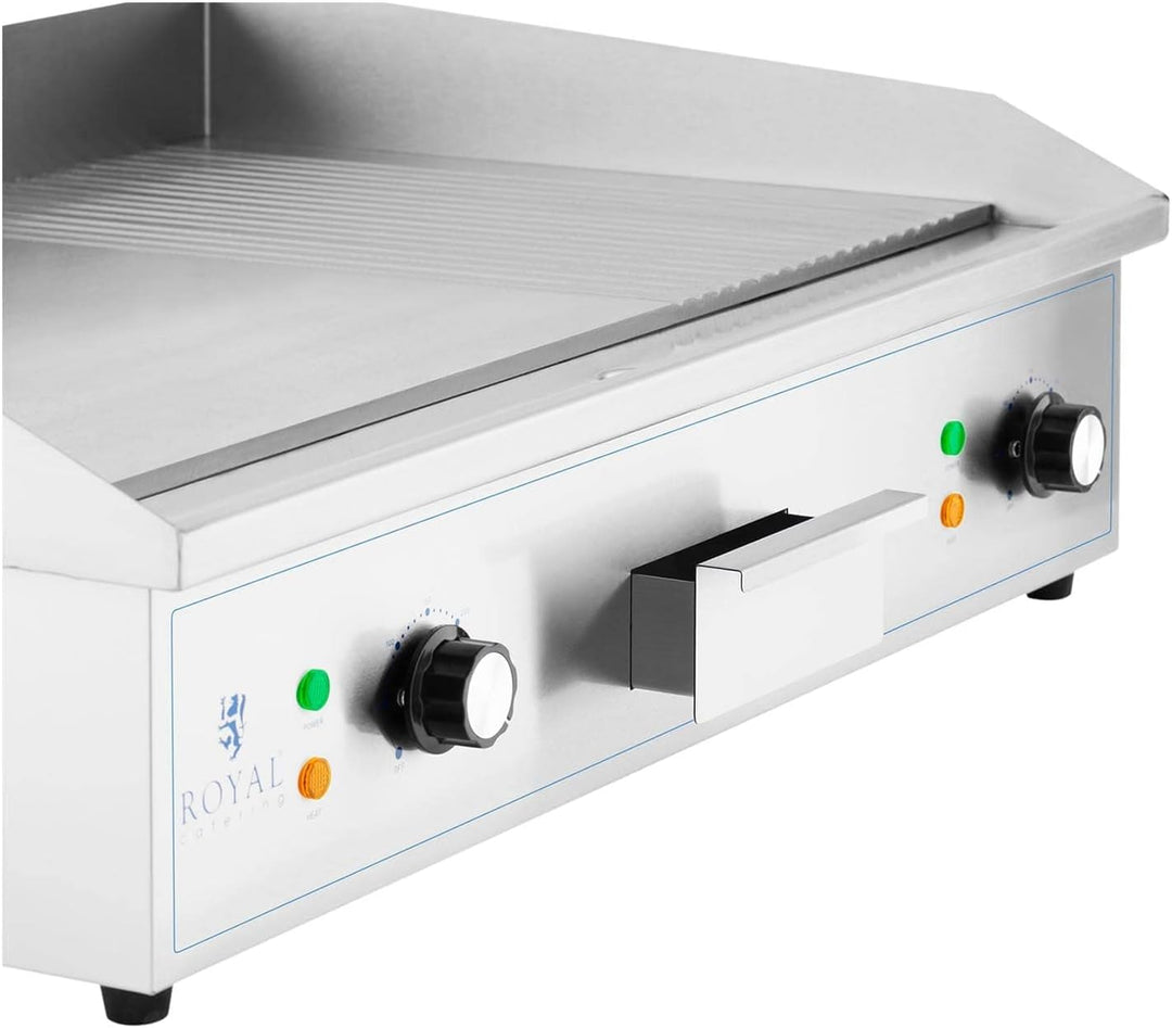 Royal Catering Gastro Grillplatte elektrisch 4400 W 50-300 °C 727 x 420 mm glatte + geriffelte Grill