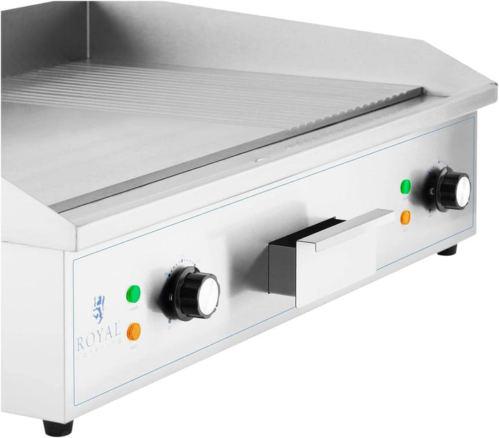 Royal Catering Gastro Grillplatte elektrisch 4400 W 50-300 °C 727 x 420 mm glatte + geriffelte Grill