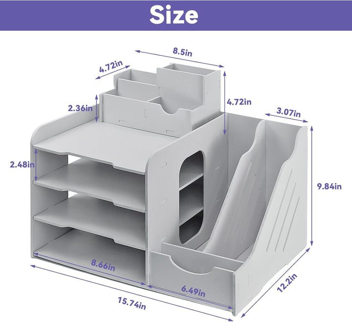 Briefablage Organizer, A4 Papier Ablagefächer, 4-stöckiges Büro Aktenablage, Schreibtisch Datei Tidy