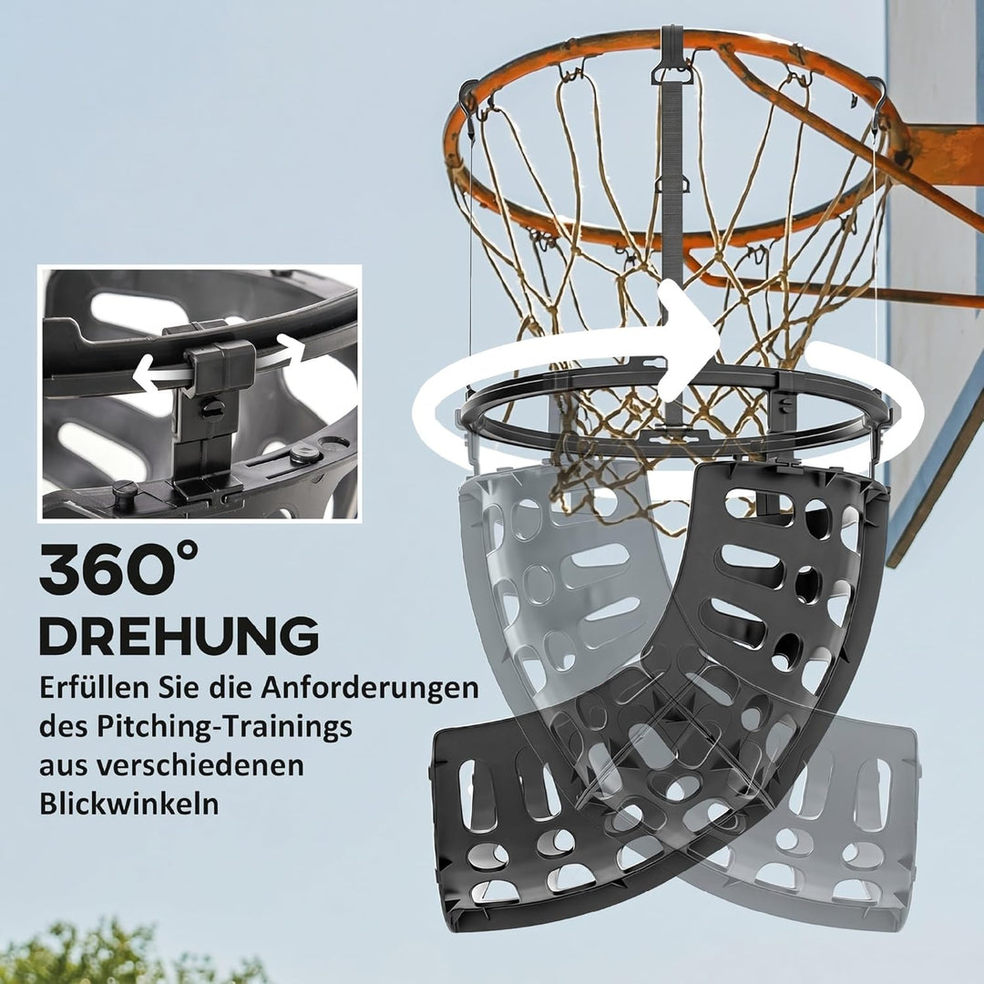 SPORTNOW Basketball-Rebounder, 360° drehbarer Rücklaufaufsatz, Rückholsystem für Basketball Schiessü