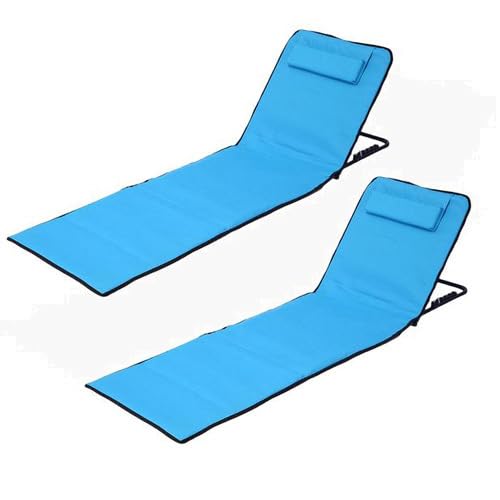 2 Pcs Strandmatte Mit Rückenlehne Liegematte - Gepolsterte Klappbare Strandmatte Mit Verstellbarer R