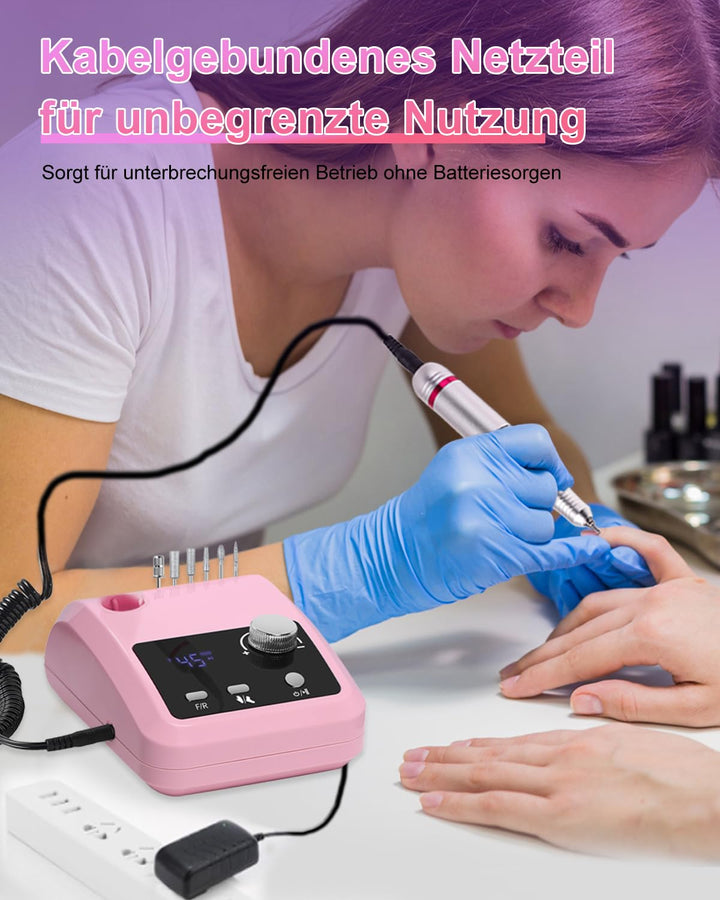 CozyZen Elektrische Nagelfräser Professional: 45000 U/min Nagelpflege-Kit mit LCD-Display, Hand- &amp; F