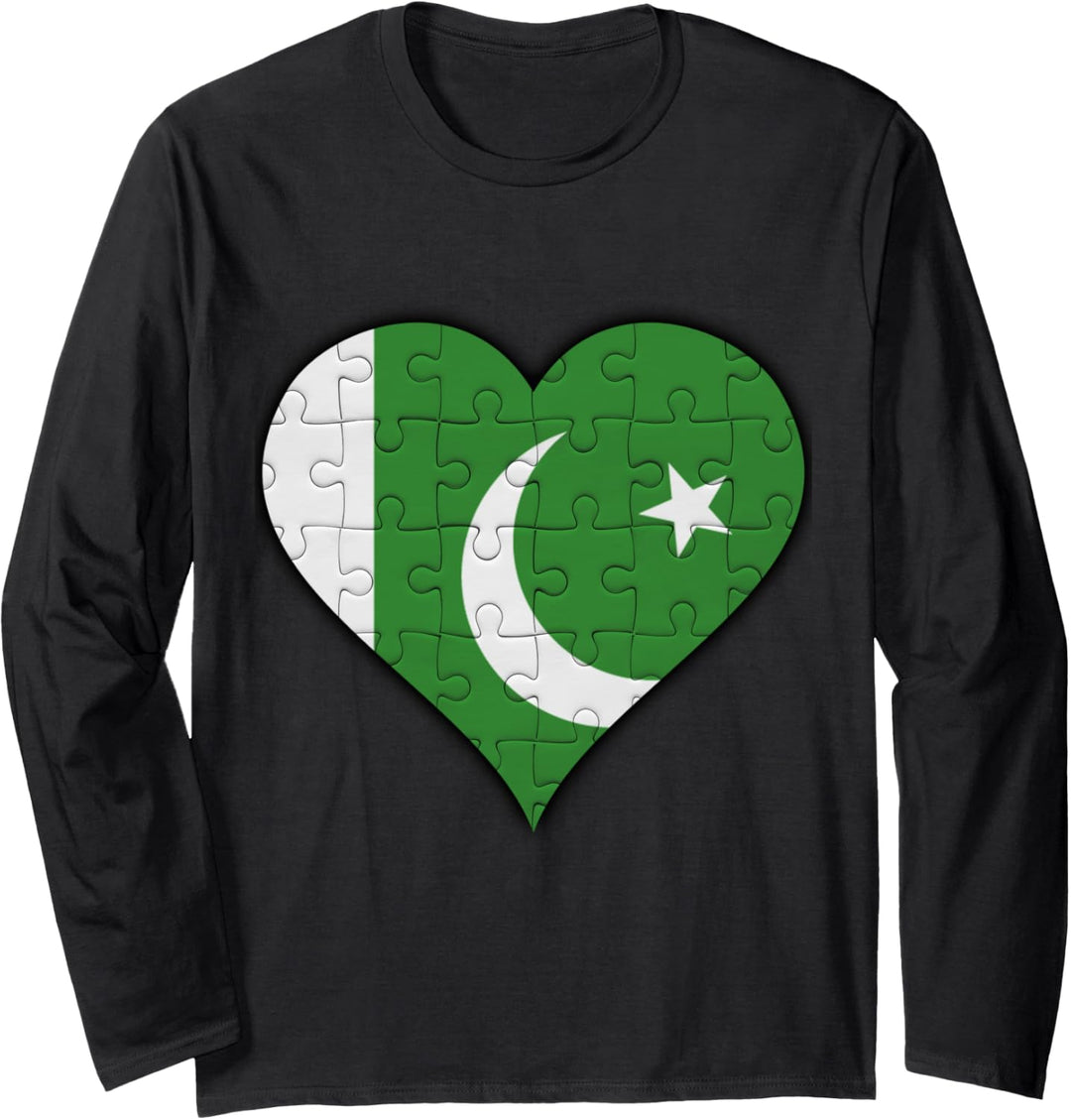Pakistan Pakistanische Flagge Herz Langarmshirt