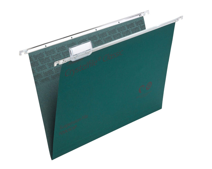 Rexel CrystalFile Classic Hängemappen (Manila-Karton, 15 mm V-Boden, Format Foolscap) 50 Stück grün