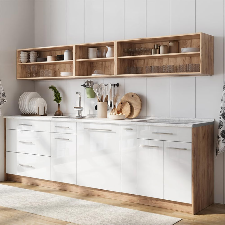 Vicco Apothekerschrank Fame-Line, Weiss Hochglanz/Goldkraft Eiche, 20 cm | AP Marmor, zur Kombinatio