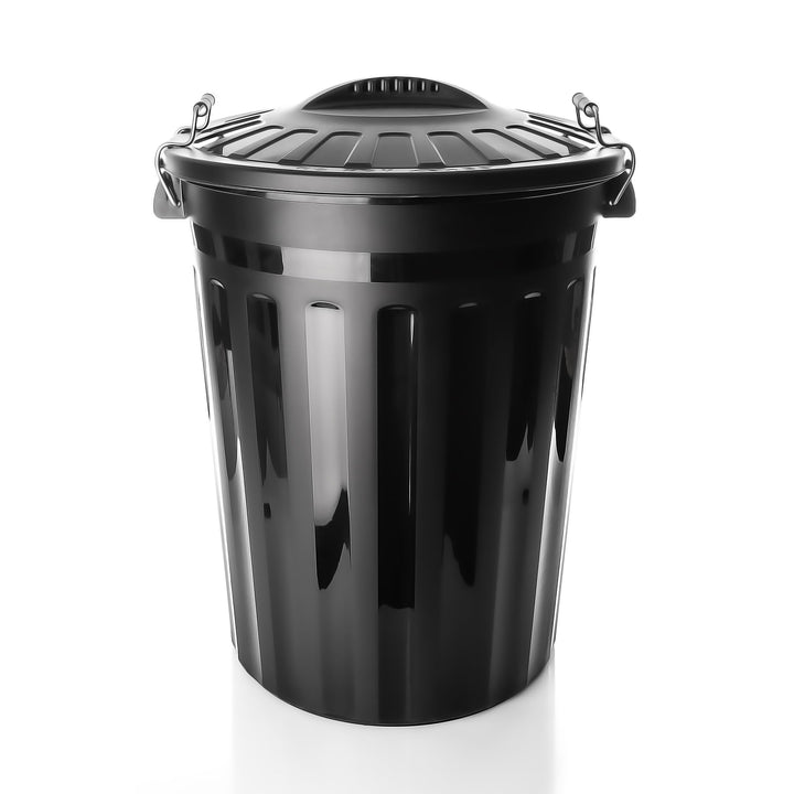 BigDean wetterfeste Universaltonne mit Deckel Schwarz und 2 Tragegriffen + Clip Verschluss auch als