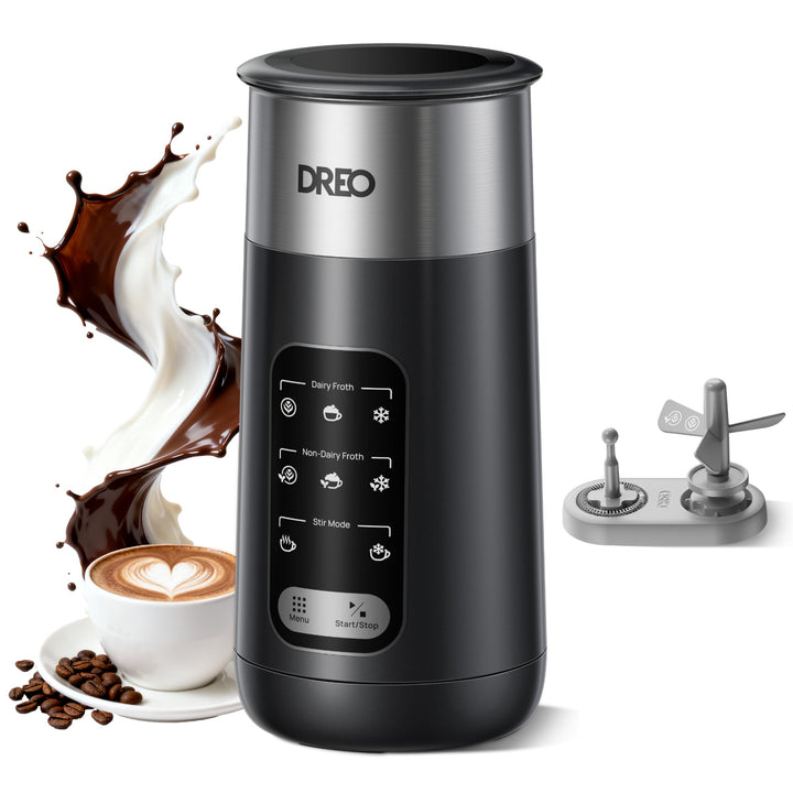 DREO Milchaufschäumer, 8-in-1 Elektrischer Milchschäumer für Latte, Cappuccino, Heisse Schokolade, 2