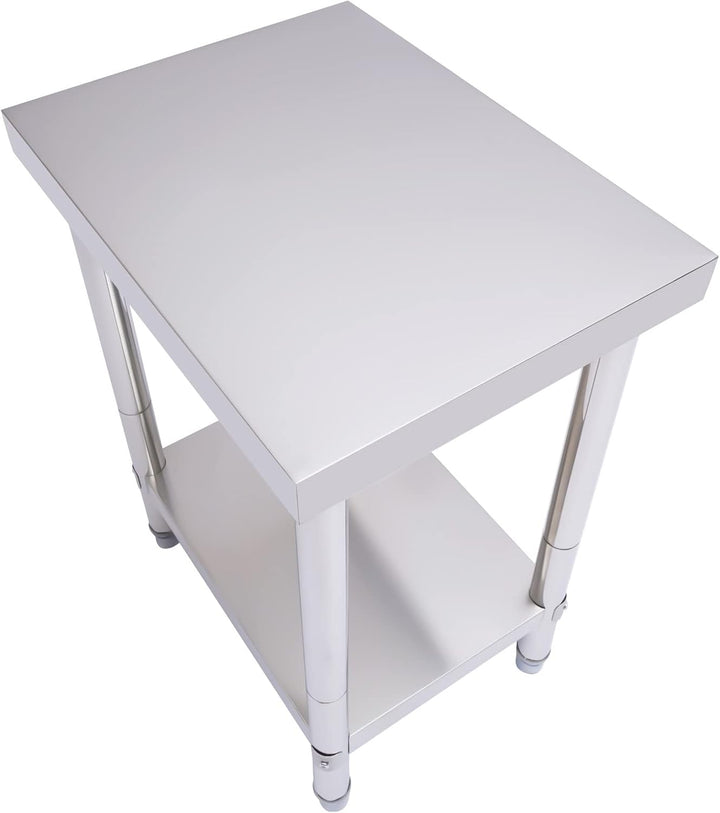 Arbeitstisch Küche 60 * 45 * 80cm Edelstahl Küchentisch mit Ablage, 2 Lagiger Zubereitungstisch Edel