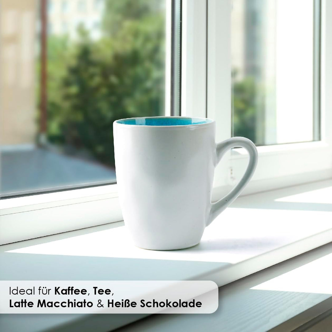 MIAMIO – 6 x 350 ml Kaffeetassen/Tassen Set aus Steingut Keramik Geschirr Set Handmade - Lumera Koll