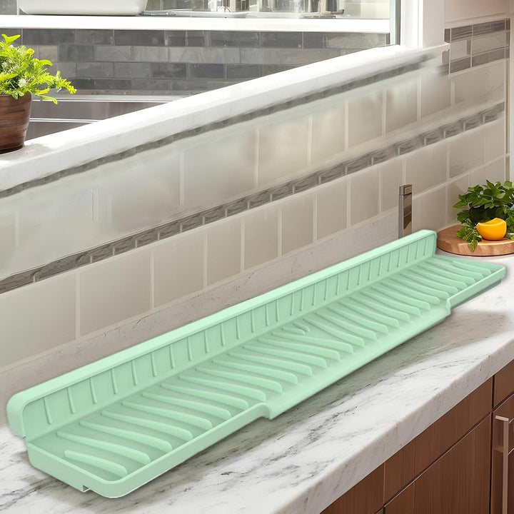 Sink Water Splash Guard, Foldable Silicone Drying Mat, 58x12.5cm, Versatile Drainage Pad for Kitchen