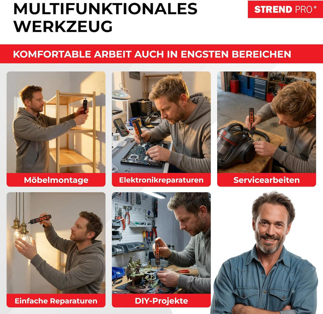 STREND PRO Akkuschrauber klein | Mini Akkuschrauber Set 31-teilig im Koffer | elektrischer Schrauben