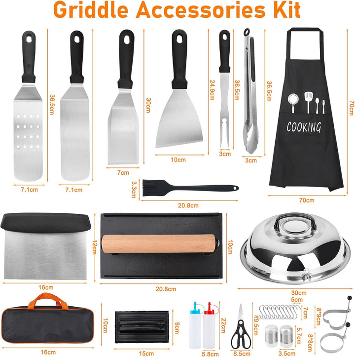 32 Stücke BBQ Grillbesteck Set,Edelstahl Grillzubehör,Hochwertiges Edelstahl Grill Zubehör Set,Grill