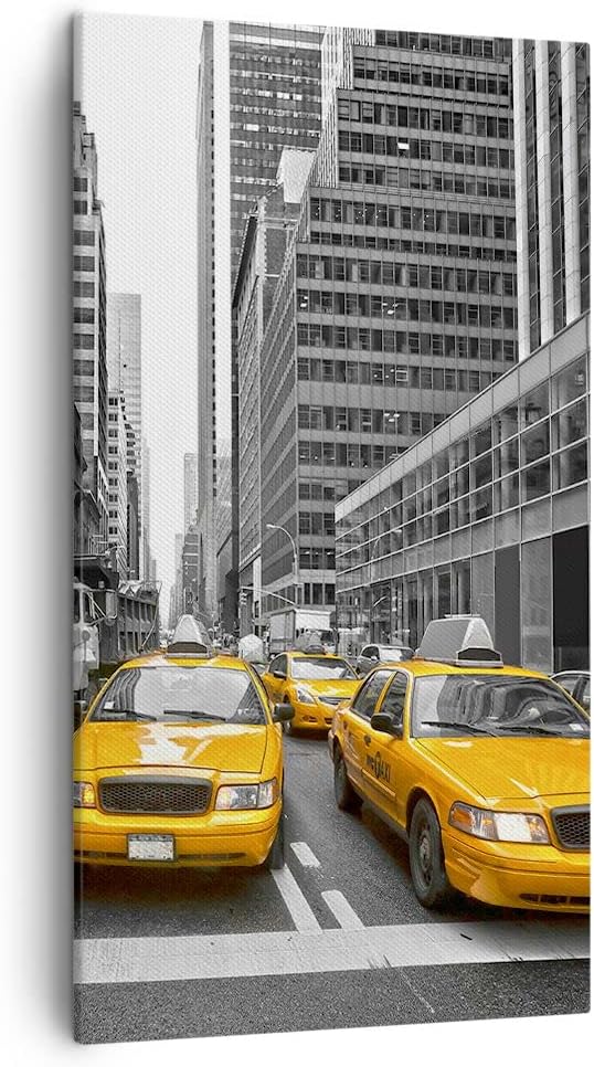 Bilder auf Leinwand Taxi Stadt Strasse Transport Leinwandbild mit Rahmen 45x80cm Wandbilder Dekorati