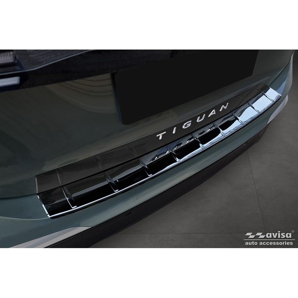 Avisa Spiegelschwarz Edelstahl Heckstossstangenschutz kompatibel mit Volkswagen Tiguan (CT1) 2024- '