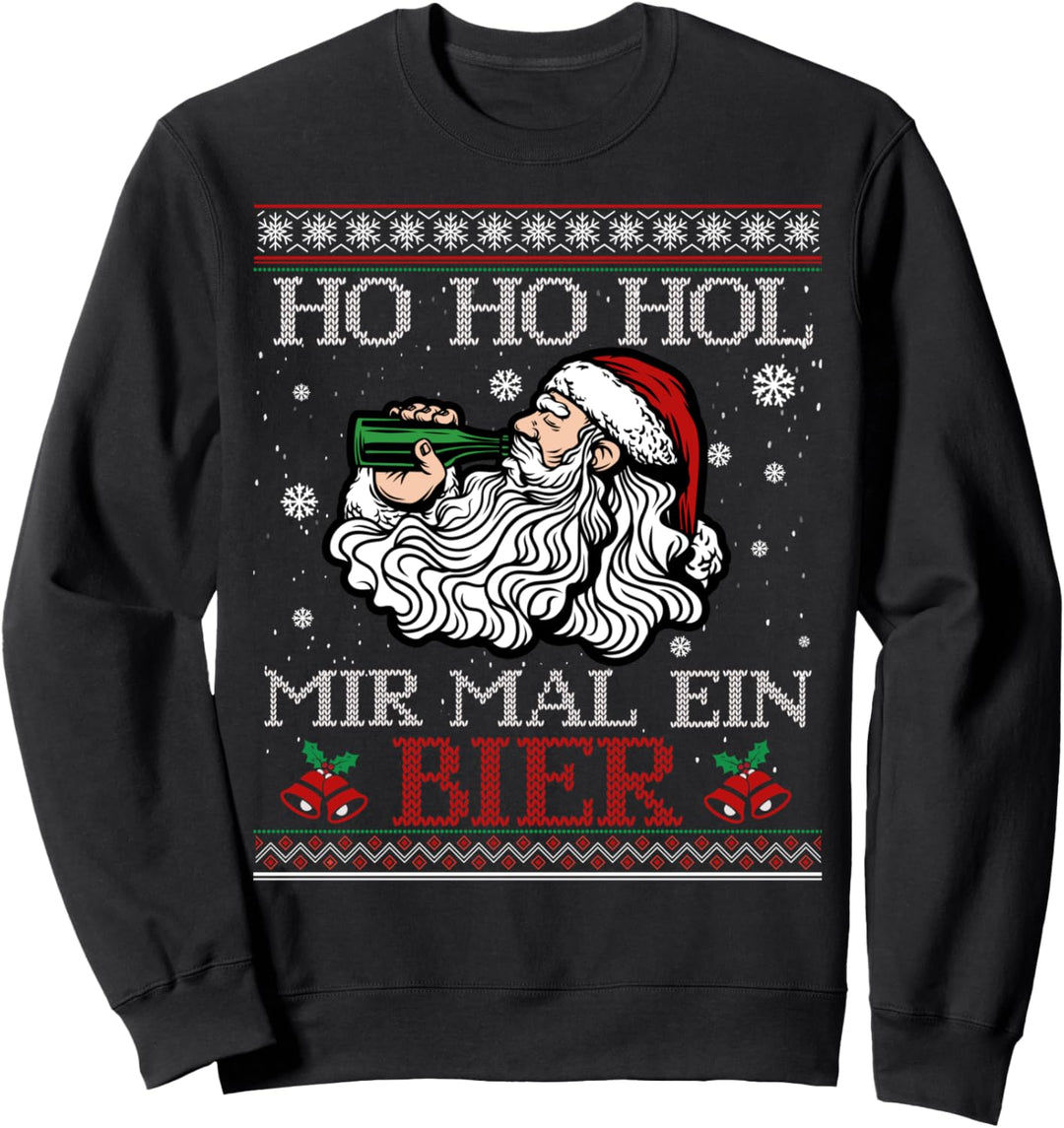 Ho Ho Hol Mir Ein Bier Geschenk Lustiger Ugly Christmas Sweatshirt