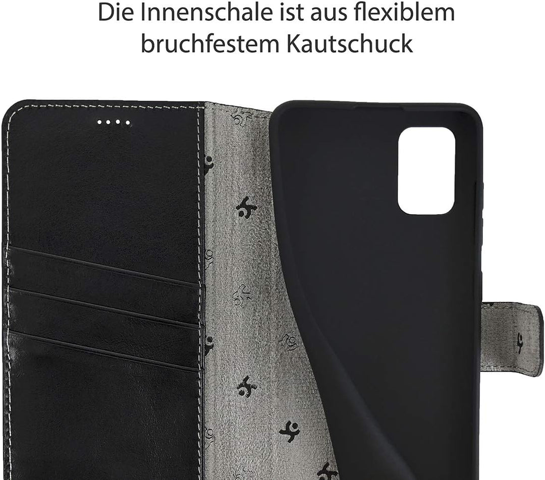 Suncase Book-Style Hülle kompatibel mit Samsung Galaxy M51 Leder Tasche (Slim-Fit) Lederhülle Handyt