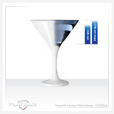 PLATINUX Weisse Martini Gläser 150ml Set 6-Teilig aus Glas Cocktailgläser Bargläser Martini Glas Coc